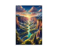 ZLLJXFZZ Poster con paesaggio con un torrente di montagna in fondo a una valle vuota, decorazione artistica da parete, decorazione moderna, poster artistico da appendere, 40 x 60 cm