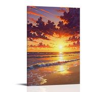 ZLLJXFZZ Poster con paesaggio con un'alba sulla spiaggia e che vola sull'acqua, decorazione artistica da parete, decorazione moderna, poster artistico da appendere, 60 x 90 cm