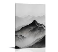 ZLLJXFZZ Poster con paesaggio delle montagne nella nebbia e nella nebbia con vista su una parete artistica da parete, decorazione moderna, poster artistico da appendere, 20 x 30 cm