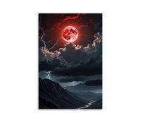 ZLLJXFZZ Poster con paesaggio di un cielo nuvoloso con luna piena e fulmini attraverso la valle, decorazione artistica da parete, decorazione moderna da appendere, 30 x 45 cm