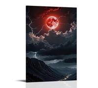 ZLLJXFZZ Poster con paesaggio di un cielo nuvoloso con luna piena e fulmini attraverso la valle, decorazione artistica da parete, decorazione moderna da appendere, 30 x 45 cm