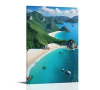 ZLLJXFZZ Poster con paesaggio di una spiaggia su due piccole isole vicine l'una all'altra, decorazione artistica da parete, decorazione moderna, poster artistico da appendere, 50 x 75 cm