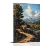 ZLLJXFZZ Poster con paesaggio progettato con impressione di montagne lontane e strada sterrata, decorazione artistica da parete, decorazione moderna da appendere, 30 x 45 cm