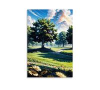 ZLLJXFZZ Poster con paesaggio raffigurante margherite gialle in un parco, decorazione artistica da parete moderna da appendere, 60 x 90 cm