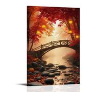 ZLLJXFZZ Poster con paesaggio raffigurante un ponte su un torrente nebbioso in una foresta asiatica, decorazione artistica da parete moderna, poster artistico da appendere, 30 x 45 cm