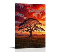 ZLLJXFZZ Poster con paesaggio raffigurante un uomo solitario in piedi sotto un enorme albero al tramonto, decorazione artistica da parete, decorazione moderna da appendere, 20 x 30 cm
