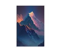 ZLLJXFZZ Poster con paesaggio raffigurante vette lontane di montagne sotto un cielo colorato, decorazione artistica da parete, decorazione moderna da appendere, 50 x 75 cm