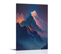 ZLLJXFZZ Poster con paesaggio raffigurante vette lontane di montagne sotto un cielo colorato, decorazione artistica da parete, decorazione moderna, poster artistico da appendere, 40 x 60 cm