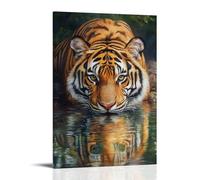 ZLLJXFZZ Poster con pittura a olio, tigre del Bengala, pozza d'acqua, decorazione moderna da appendere, 30 x 45 cm