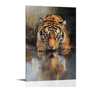 ZLLJXFZZ Poster con pittura a olio, tigre del Bengala, pozza d'acqua, decorazione moderna da appendere, poster artistico da appendere, 20 x 30 cm