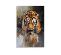 ZLLJXFZZ Poster con pittura a olio, tigre del Bengala, pozza d'acqua, decorazione moderna da appendere, poster artistico da appendere, 20 x 30 cm