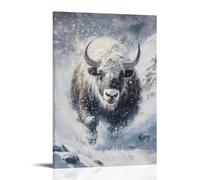 ZLLJXFZZ Poster con pittura a olio, Yak, bufera di neve himalayana, decorazione moderna da appendere, poster artistico da appendere, 50 x 75 cm