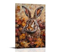 ZLLJXFZZ Poster con pittura ad olio con animali autunnali, lepre nel raccolto, decorazione artistica da parete, decorazione moderna, poster artistico da appendere, 20 x 30 cm