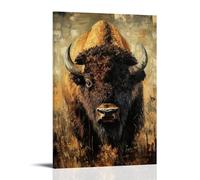 ZLLJXFZZ Poster con pittura ad olio con animali, bisonte nella frontiera americana, arte da parete, decorazione moderna, poster artistico da appendere, 50 x 75 cm