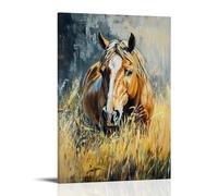 ZLLJXFZZ Poster con pittura ad olio con animali, cavallo regale nel prato tempestoso, decorazione artistica da parete, decorazione moderna, poster artistico da appendere, 20 x 30 cm