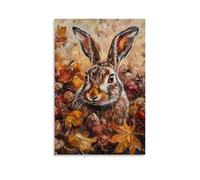 ZLLJXFZZ Poster con pittura ad olio con animali, lepre nel raccolto, decorazione moderna da appendere, poster artistico da appendere, 50 x 75 cm
