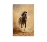 ZLLJXFZZ Poster con pittura ad olio con animali selvatici Mustang nel deserto, decorazione artistica da parete, decorazione moderna da appendere, 30 x 45 cm