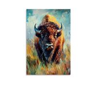 ZLLJXFZZ Poster con pittura ad olio con animali selvatici sulla prateria, decorazione artistica da parete, decorazione moderna da appendere, 30 x 45 cm