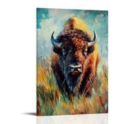ZLLJXFZZ Poster con pittura ad olio con animali selvatici sulla prateria, decorazione artistica da parete, decorazione moderna, poster artistico da appendere, 40 x 60 cm
