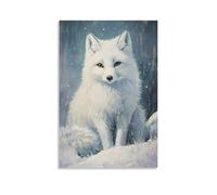 ZLLJXFZZ Poster con pittura ad olio con animali, volpe e neve nel realismo russo, decorazione moderna da appendere, poster artistico da appendere, 20 x 30 cm