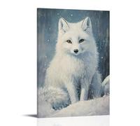 ZLLJXFZZ Poster con pittura ad olio con animali, volpe e neve nel realismo russo, decorazione moderna da appendere, 30 x 45 cm