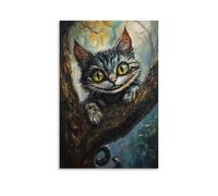 ZLLJXFZZ Poster con pittura ad olio con gatto del Cheshire nel sogno surrealista, decorazione artistica da parete, decorazione moderna, poster artistico da appendere, 50 x 75 cm