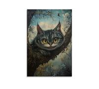 ZLLJXFZZ Poster con pittura ad olio con gatto del Cheshire nel sogno surrealista, decorazione artistica da parete, decorazione moderna, poster artistico da appendere, 50 x 75 cm