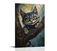 ZLLJXFZZ Poster con pittura ad olio con gatto del Cheshire nel sogno surrealista, decorazione artistica da parete, decorazione moderna, poster artistico da appendere, 20 x 30 cm