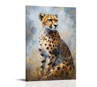 ZLLJXFZZ Poster con pittura ad olio con ghepardo sulla savana, decorazione moderna da appendere, poster artistico da appendere, 20 x 30 cm