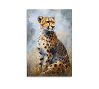 ZLLJXFZZ Poster con pittura ad olio con ghepardo sulla savana, decorazione moderna da appendere, poster artistico da appendere, 40 x 60 cm