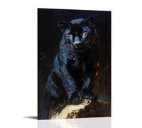 ZLLJXFZZ Poster con pittura ad olio con immagine di animale, pantera nera a Rembrandt, decorazione artistica da parete, decorazione moderna, poster artistico da appendere, 40 x 60 cm