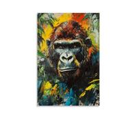 ZLLJXFZZ Poster con pittura ad olio con immagine di animali nella giungla espressionista, decorazione moderna da appendere, 50 x 75 cm