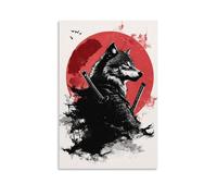 ZLLJXFZZ Poster con samurai, lupo, sentiero guerriero solitario, decorazione da parete, decorazione moderna, poster artistico da appendere, 20 x 30 cm