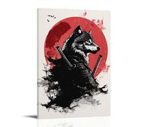 ZLLJXFZZ Poster con samurai, lupo, sentiero guerriero solitario, decorazione da parete, decorazione moderna, poster artistico da appendere, 60 x 90 cm
