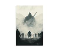 ZLLJXFZZ Poster con samurai, nebbia, esercito fantasma, arte da parete, decorazione moderna da appendere, 50 x 75 cm