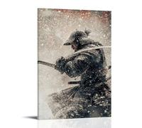 ZLLJXFZZ Poster con samurai, tema: bufera di neve, decorazione moderna da appendere alla parete, 50 x 75 cm