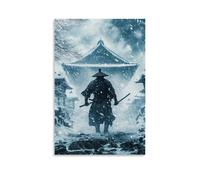 ZLLJXFZZ Poster con samurai, tema: bufera di neve, decorazione moderna da appendere alla parete, 50 x 75 cm