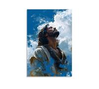 ZLLJXFZZ Poster cristiano, decorazione artistica da parete con Gesù che guarda il cielo, decorazione moderna da appendere, 40 x 60 cm