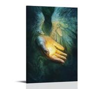 ZLLJXFZZ Poster da appendere alla parete, motivo: angelo misericordioso, mano che si illumina e guarisce, decorazione moderna, 50 x 75 cm