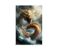ZLLJXFZZ Poster da appendere alla parete, motivo: animali favolosi, Hydra Attack, decorazione moderna, poster artistico da appendere, 60 x 90 cm