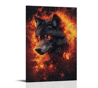 ZLLJXFZZ Poster da parete con animali selvatici, lupo e brace, decorazione moderna da appendere, 60 x 90 cm