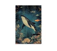 ZLLJXFZZ Poster da parete con animali Serene, canto delle balene, decorazione moderna da appendere, 30 x 45 cm