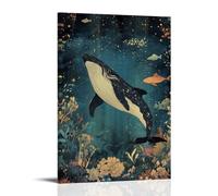 ZLLJXFZZ Poster da parete con animali serene, canto delle balene, decorazione moderna da appendere, poster artistico da appendere, 60 x 90 cm