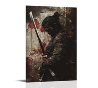 ZLLJXFZZ Poster da parete, motivo samurai maledetto e sanguinato, spada di famiglia, decorazione moderna da appendere, 50 x 75 cm