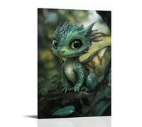 ZLLJXFZZ Poster decorativo da parete con animali Chibi, piccolo dragone che cuccia, decorazione moderna da appendere, 60 x 90 cm