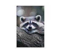 ZLLJXFZZ Poster decorativo da parete con animali, giocoso, procione bandito, decorazione moderna da appendere, 30 x 45 cm