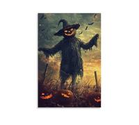 ZLLJXFZZ Poster di Halloween, motivo: fattoria dello spaventapasseri, decorazione moderna da appendere alla parete, 60 x 90 cm
