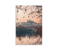 ZLLJXFZZ Poster di San Valentino con castello di Praga, decorazione moderna da appendere, 40 x 60 cm