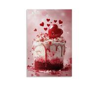 ZLLJXFZZ Poster di San Valentino smerigliato, decorazione da parete con torta, decorazione moderna da appendere, 40 x 60 cm
