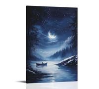 ZLLJXFZZ Poster natalizio da parete, decorazione moderna da appendere, motivo: notte silenziosa, 30 x 45 cm